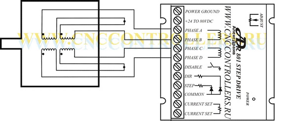 Подключение 8-ти выводного мотора с последовательным соединением обмоток к контроллеру